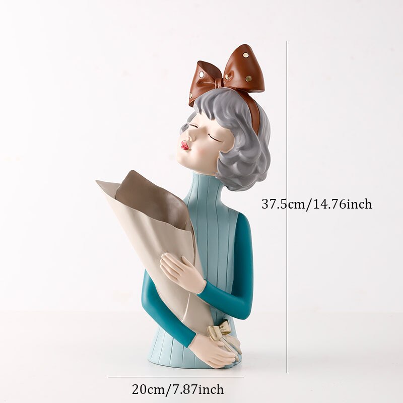 Flower Girl VaseCharacter Resin Art Statue Decoration For Exhibition Hall Living Room Flower Arrangement Ornaments tissue box: I