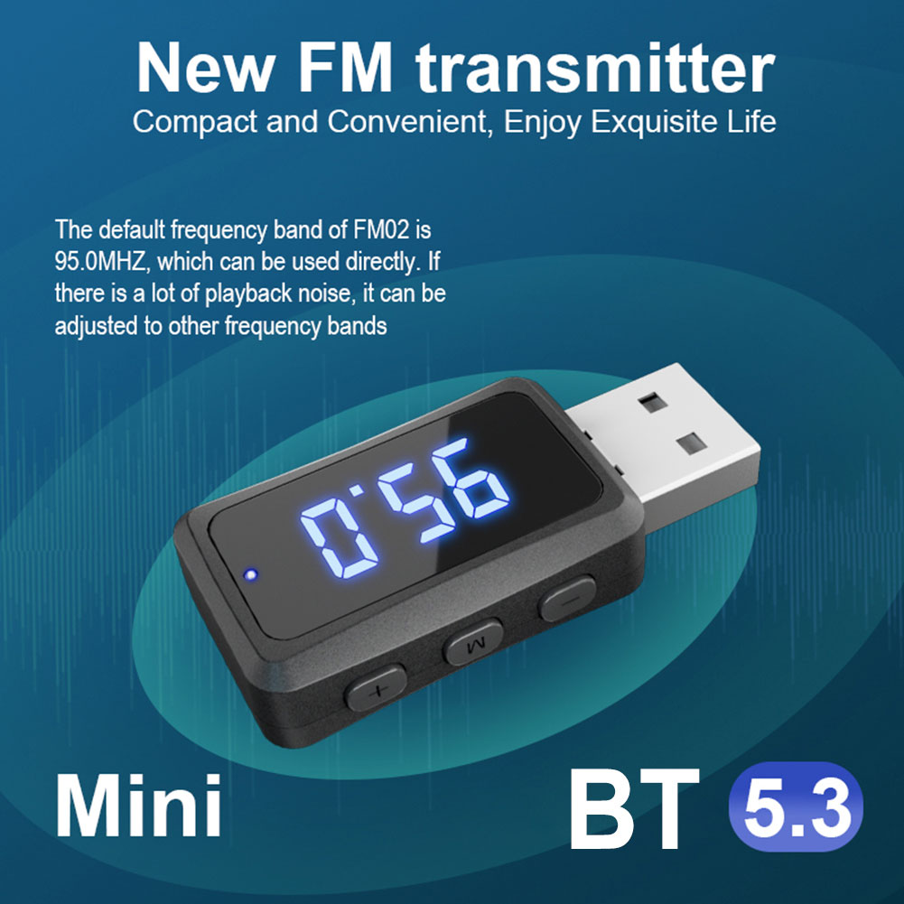 FM02 Bluetooth 5.3 Car Transmissor FM, Receptor Bluetooth do carro, Transmissor USB, Auto Acessórios