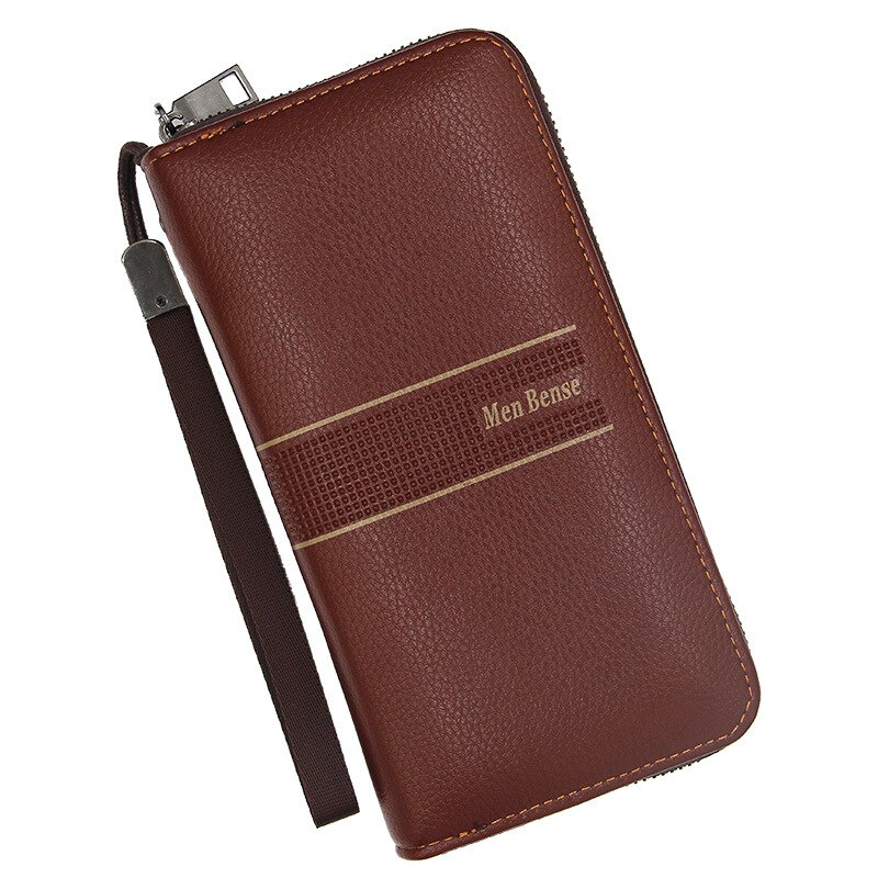 Men Long Wallet Men Zipper Purse for Men Coin Purses Clutch Male Portefeuille Wallets portefeuille homme: 888-3 Light Brown