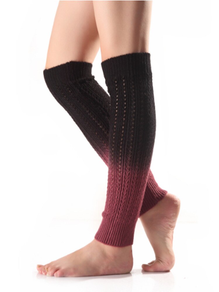 Ladies Winter Cashmere Knitted Leg Warmers Boot Cuffs Trim Toppers Gradient colour Leg Warmers ST024: black