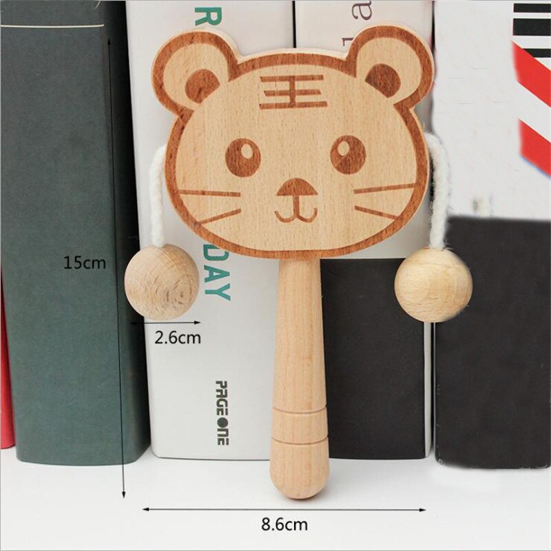 Baby Sounding Toys Wooden Early Education Music Toys Unisex Develop Intellectual Traditional Cartoon Animal Rattles: tiger