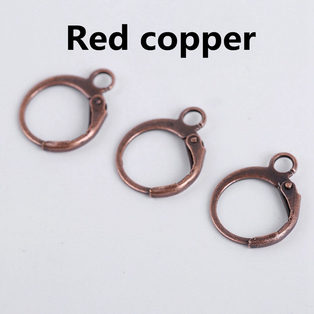 20 pz/lotto 14*12mm orecchini a molla ganci impostazioni filo cerchi di Base per gioielli che fanno forniture risultati gioielli fai da te accessori: Red Copper
