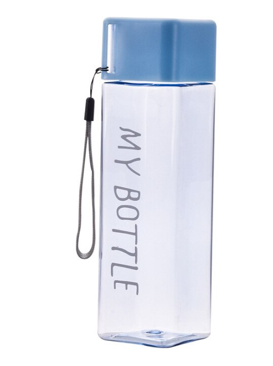 Taza de agua transparente cuadrada, recipiente de sellado para exterior, a prueba de fugas y caídas, de plástico, moderno y Simple: BU