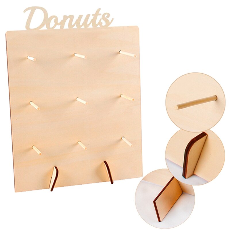 2Pcs Wooden Donut Stand Donut Party Decoration Doughnut Holder Bride Wedding Party Decor Birthday Party Supplies Baby Shower