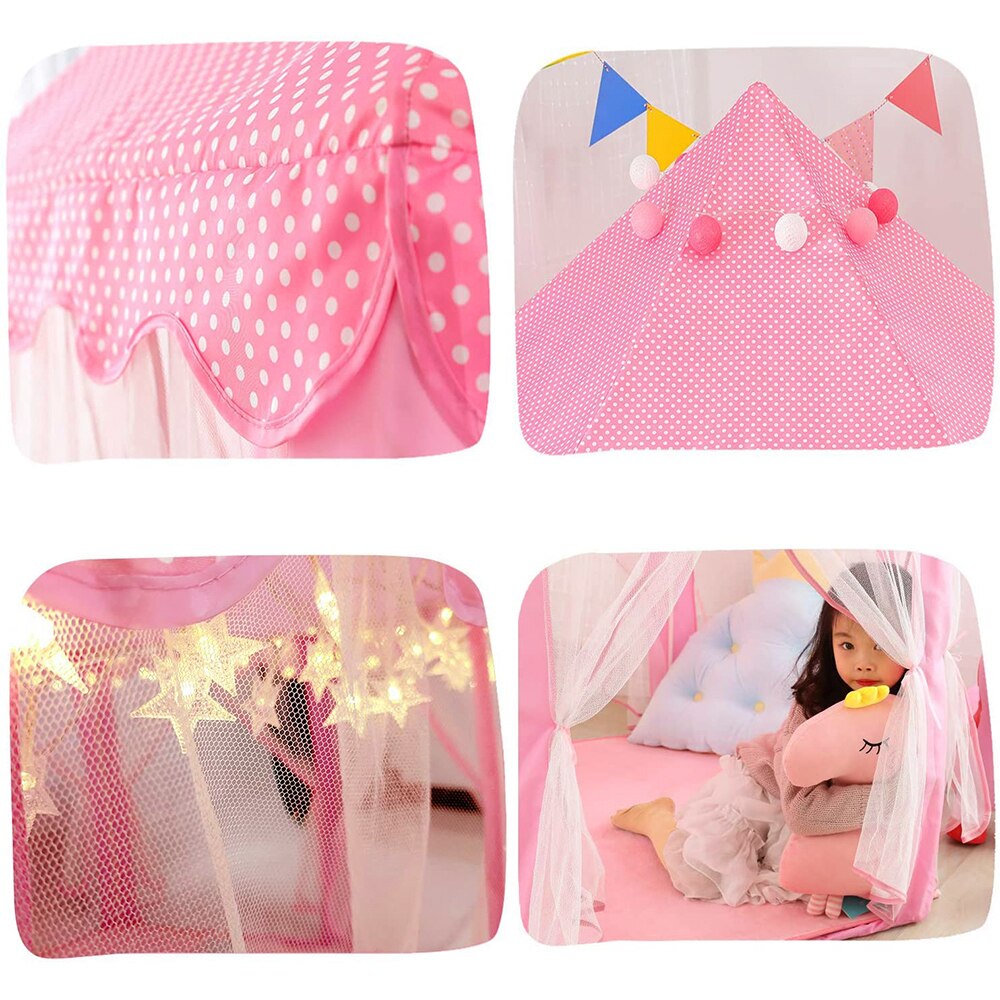 Kinder Spielen Zelt Spielzeug Rosa Prinzessin Schloss Hexagon Spielhaus Kinder Stern Leuchtet Spielen Zelt Baby Kleine Haus Indoor Outdoor Spielzeug