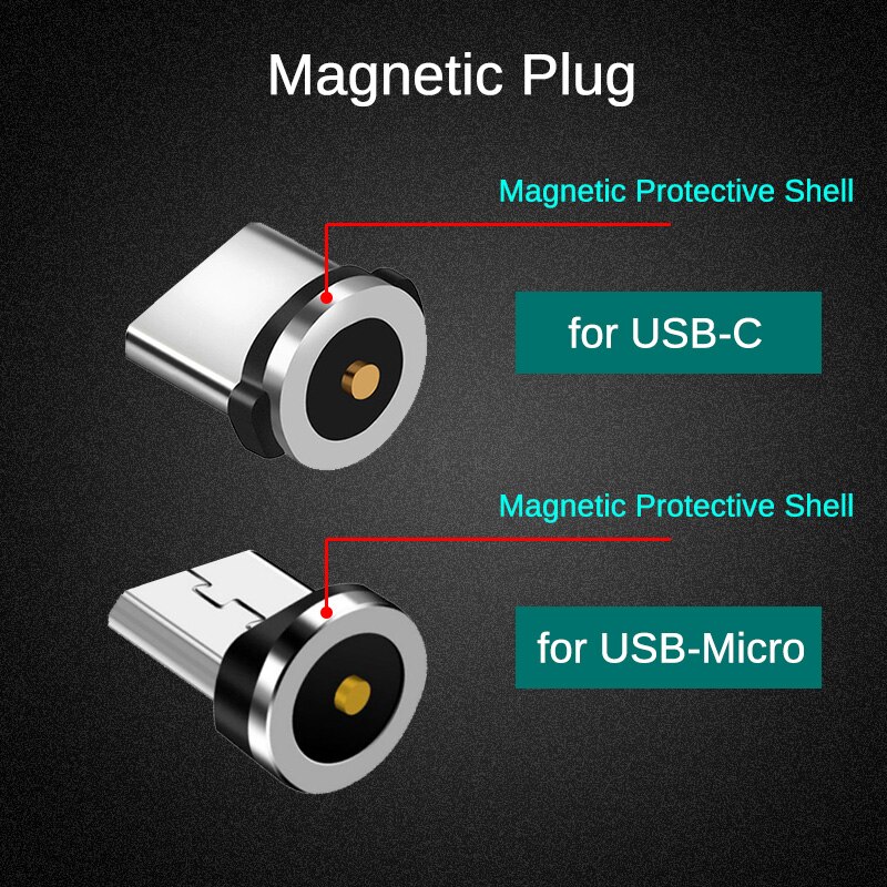 Rundt magnetisk adapterkabel til samsung galaxy  s20 s10 s9 s8 s7 s6 plus ultra note 10 9 8 5 lite micro usb type c opladerstik