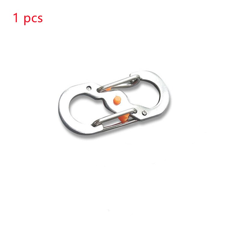 Mosquetón de acero inoxidable tipo S con cerradura, Mini llavero con gancho antirrobo, mochila de Camping al aire libre, hebilla, Herramienta de bloqueo con llave: 1Pcs White