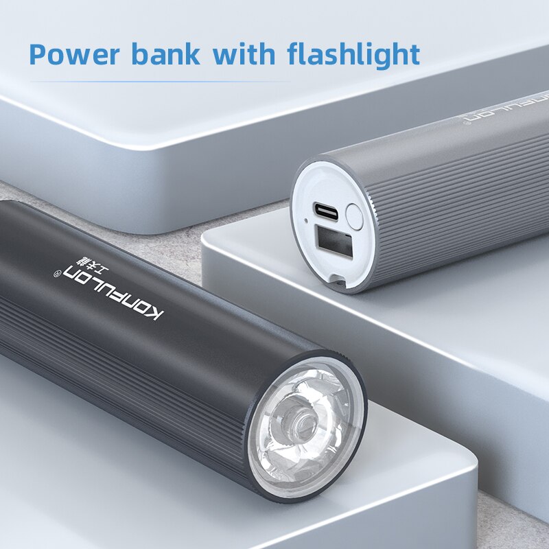 Zaklamp 2 In1 Powerbank Oplaadbare Zaklamp 5000Mah Power Bank Cargador Portá Pocket Zaklamp Voor Outdoor Voor Iphone 12