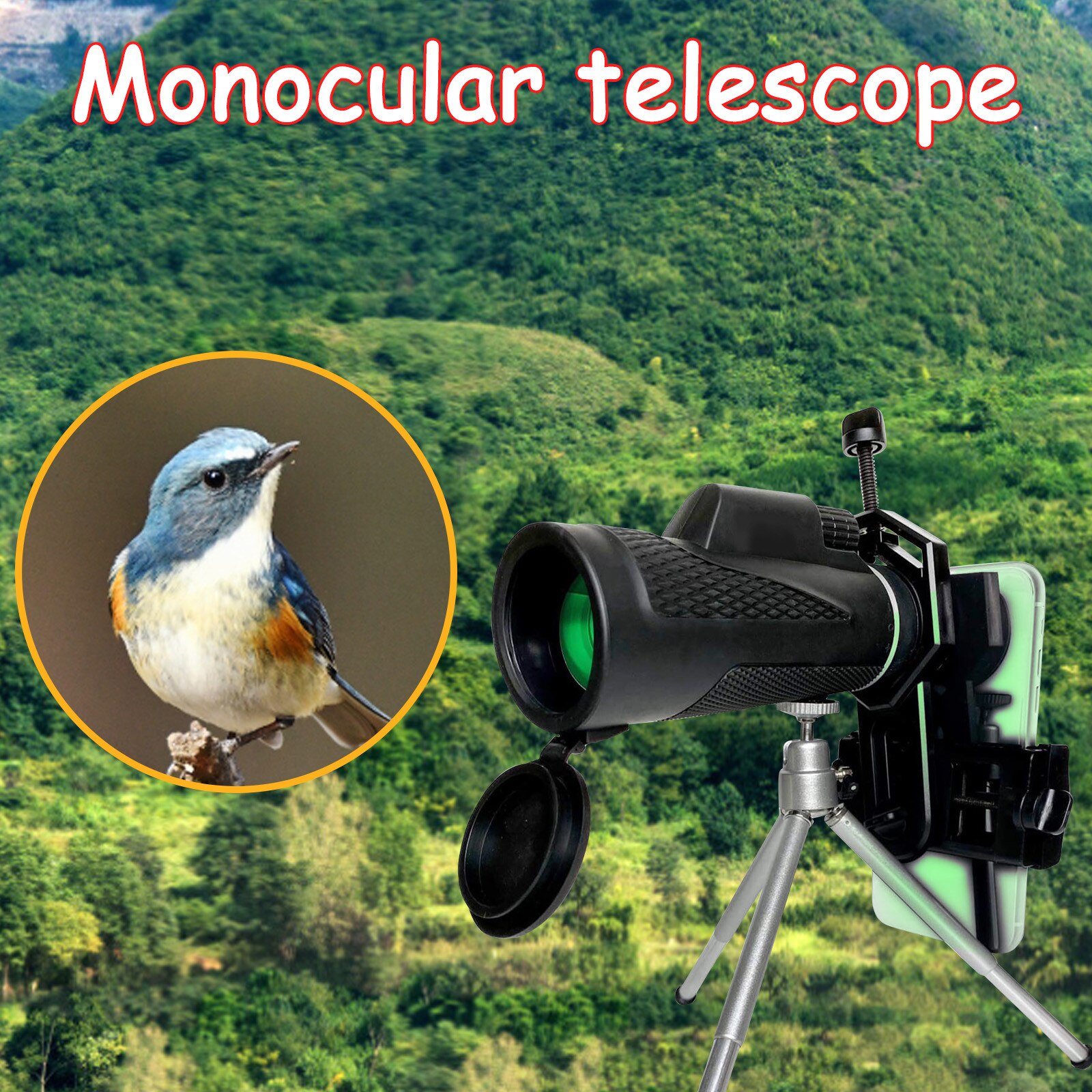 Wide-Angle Astronomical Telescope Monocular Lunar Observation Telescope Monocular Telescope Supports Monocular