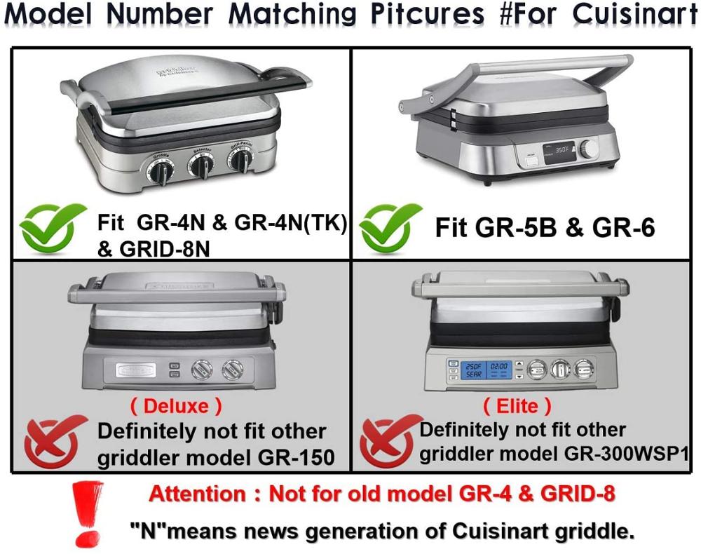 Waffle Plates for Cuisinart Griddler GR-4N/5B/6 /GRID-8N Series (Not for Old GR-4/GRID-8/GR-300WS/GR150 Deluxe/ GR300WSP1 Elite)
