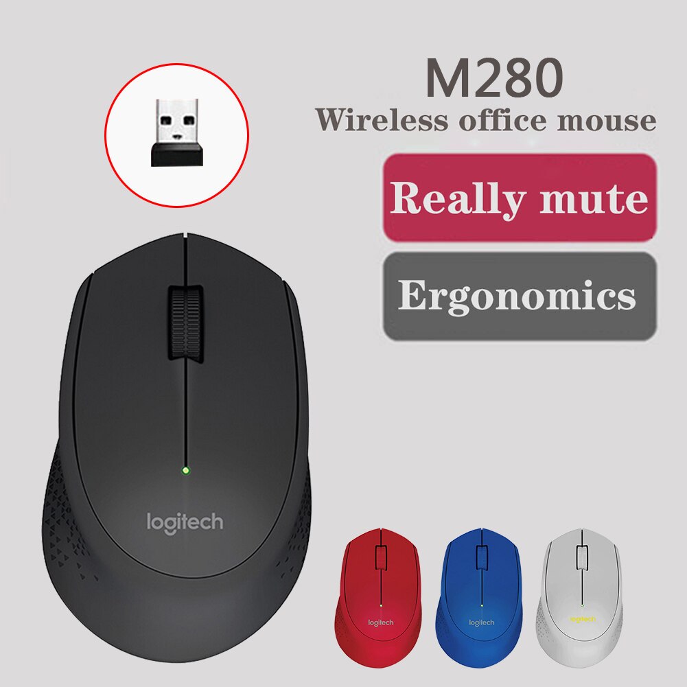 Logitech M280 Wireless Optical Mouse Computer PC Laptop 2.4GHz 3 Buttons Receiver Cordless Mice Portable wireless mouse for work