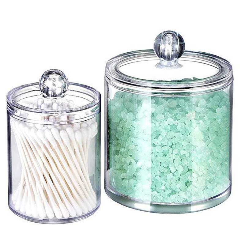 Clear Acrylic Cotton Pad Ear Bud Holder Cosmetic Makeup Organiser Storage Jars Storage Box Case 1 Pc