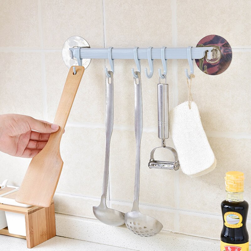 Toallero de pared para baño con 6 ganchos autoadhesivos, estantería para colgar sin clavos, colgadores para llaves con pasta fuerte, estante de almacenaje para Cocina