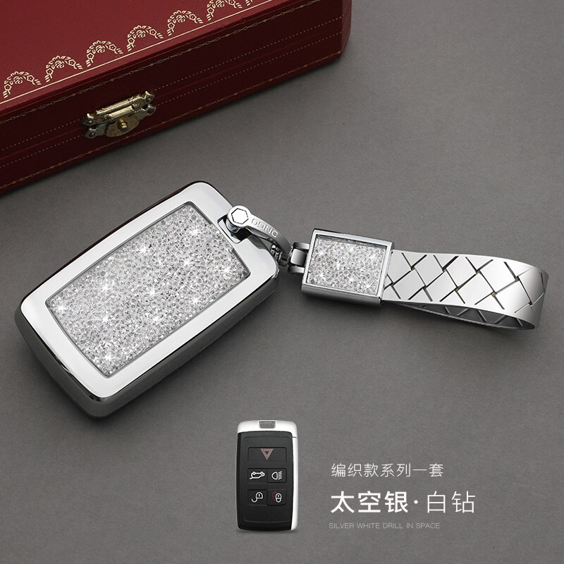 Car Remote Diamond key case key Cover For Land Rover Range Rover Evoque Discovery Sport 5: silver set 01