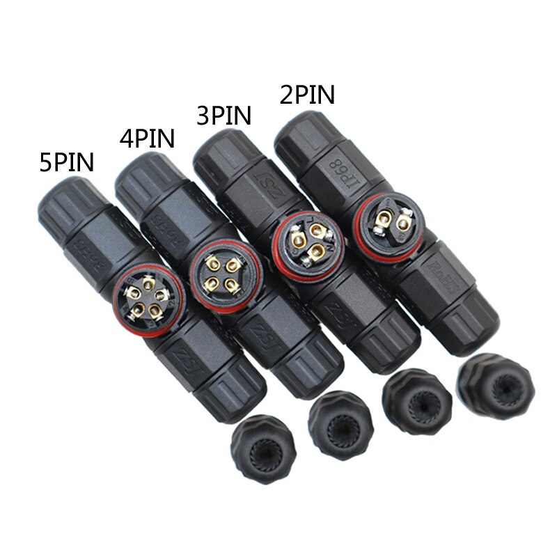 Ip68 2 3 4 5- benet led industrielt elektrisk vandtæt stik 2 -benet 3- benet 4- benet kabel t lige form udendørs belysningsstik