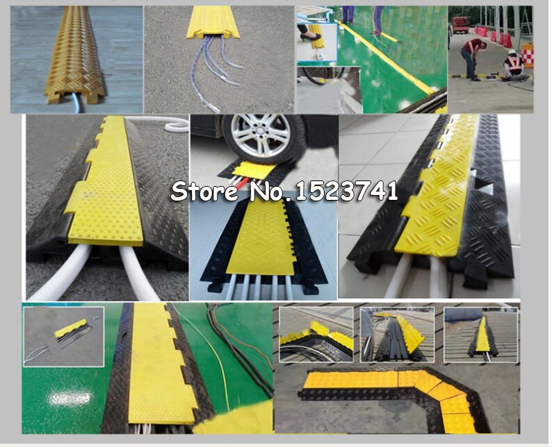 3-Channel Rubber Electrical Wire Cover Protector 3 Slot Cable Protector Ramp