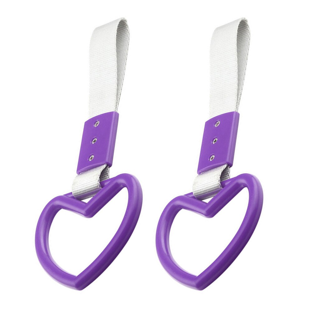 2pcs Car Warning Ring Easy Install JDM Tsurikawa Replacement Parts Drift Charm Rear Bumper Styling Heart Shape: Purple