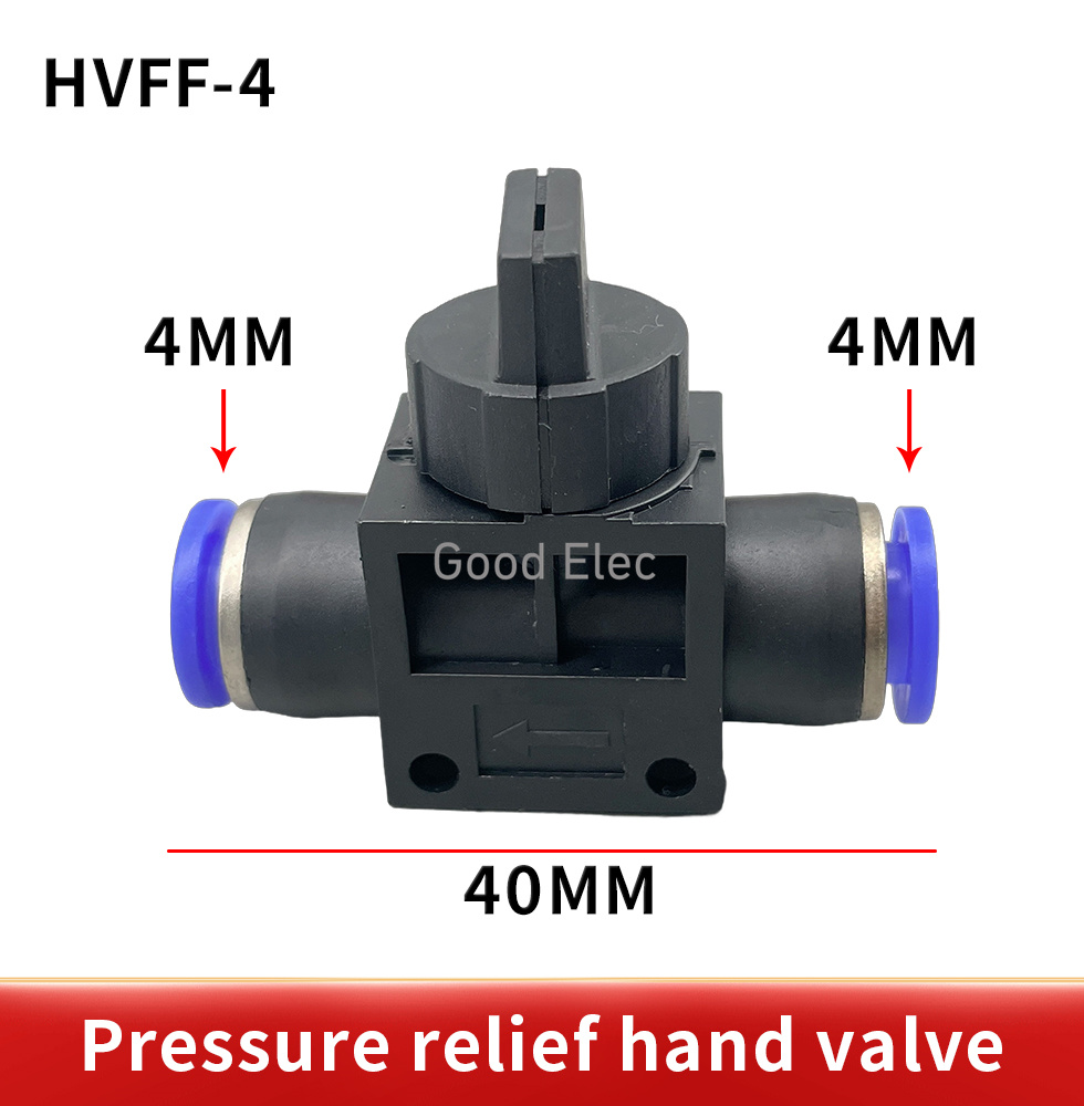 HVFF Pneumatische Anschlüsse Handventil 4 mm-12 mm Anschluss Schnellwanne für Schlauchrohrbegrenzung Geschwindigkeitsregelung: transparent