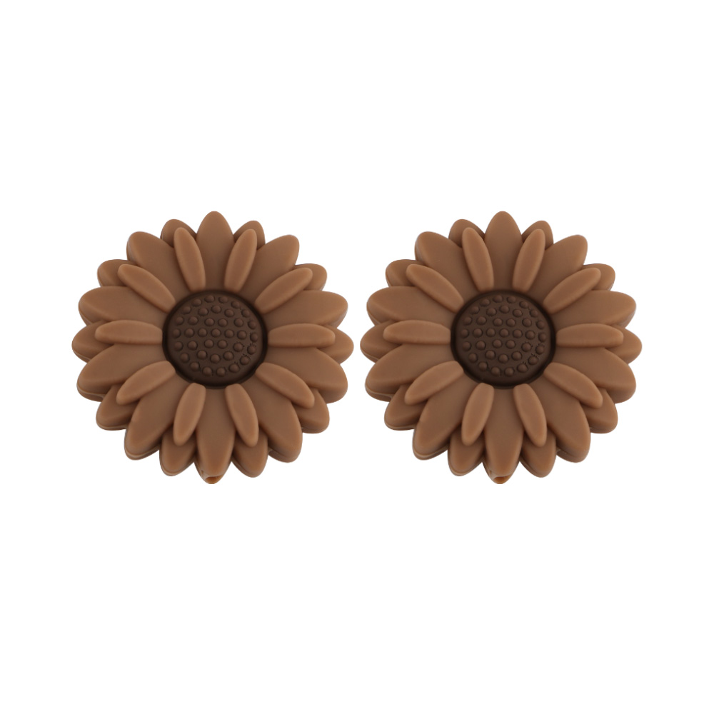 Sunrony 10 st silikonpärlor med 20/30mm blommor för smyckestillverkning, gör-det-själv-pärlor, prästkragefokus, pärlbar penna, armband, nyckelringstillbehör: Silver- / Övrig