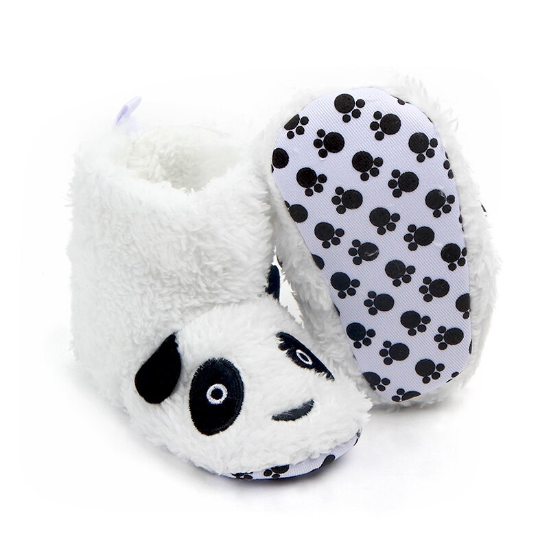 Patpat Winter Baby/Peuter Dier Panda Patroon Colorblock Fleece-Voering Fluwelen Prewalker Schoenen Baby Schoenen