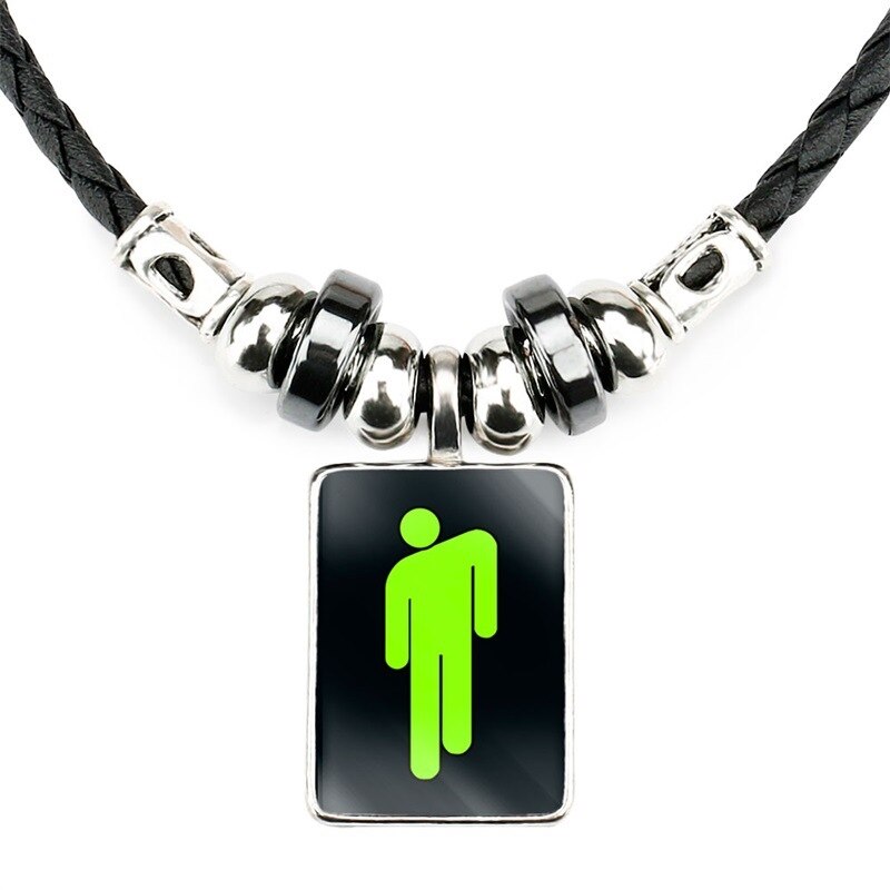 Pop People Symbol Stone Beaded Billy Irish Square Pendant Necklace for Girl Women Men Jewelry: 2