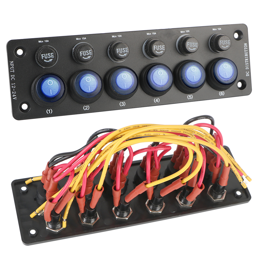 Accessori per auto da campeggio Pulsante in poi/spento per roulotte Prese e interruttori multiporta Interruttore a levetta 12V per camper RV 6 posizioni