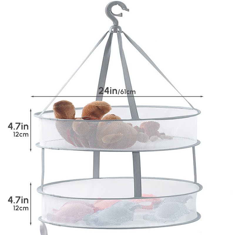 Double layer clothes basket Drying Nets Clothes drying net Windproof net bag Folding clothes hanger Hook type Drying Rack