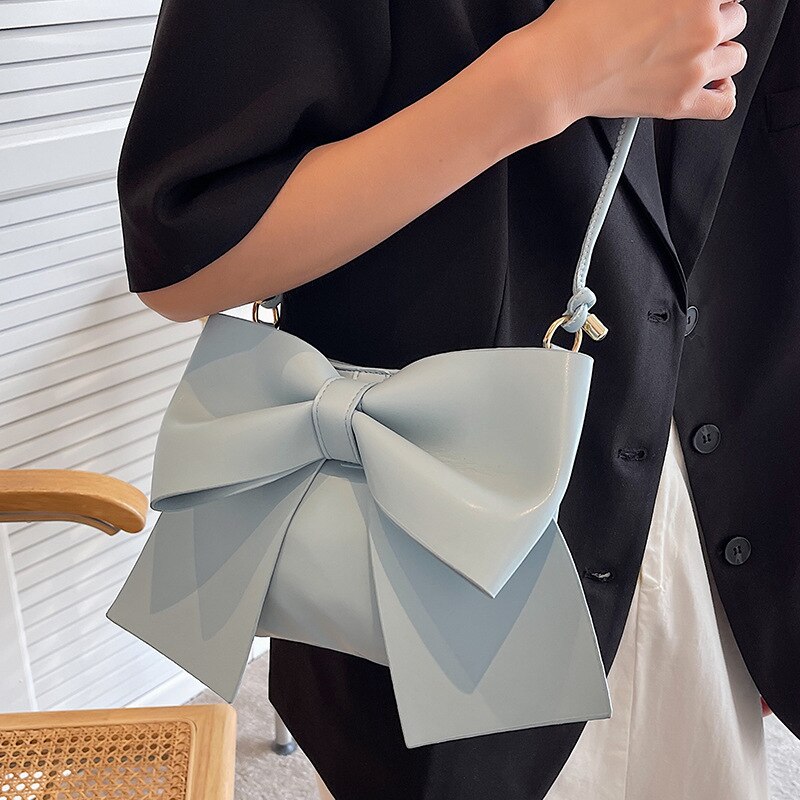 Texture Bow Small Bag Women&#39;s Bag 2022 Personality Simple Shoulder Underarm Bag All-match Messenger Bag