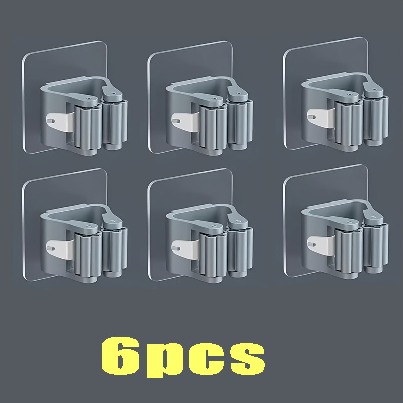 Moppeholder selvklebende kostestativ veggmontert moppestøtte feiebørstekrok oppbevaringsorganisator bad kjøkkenutstyr: Blå