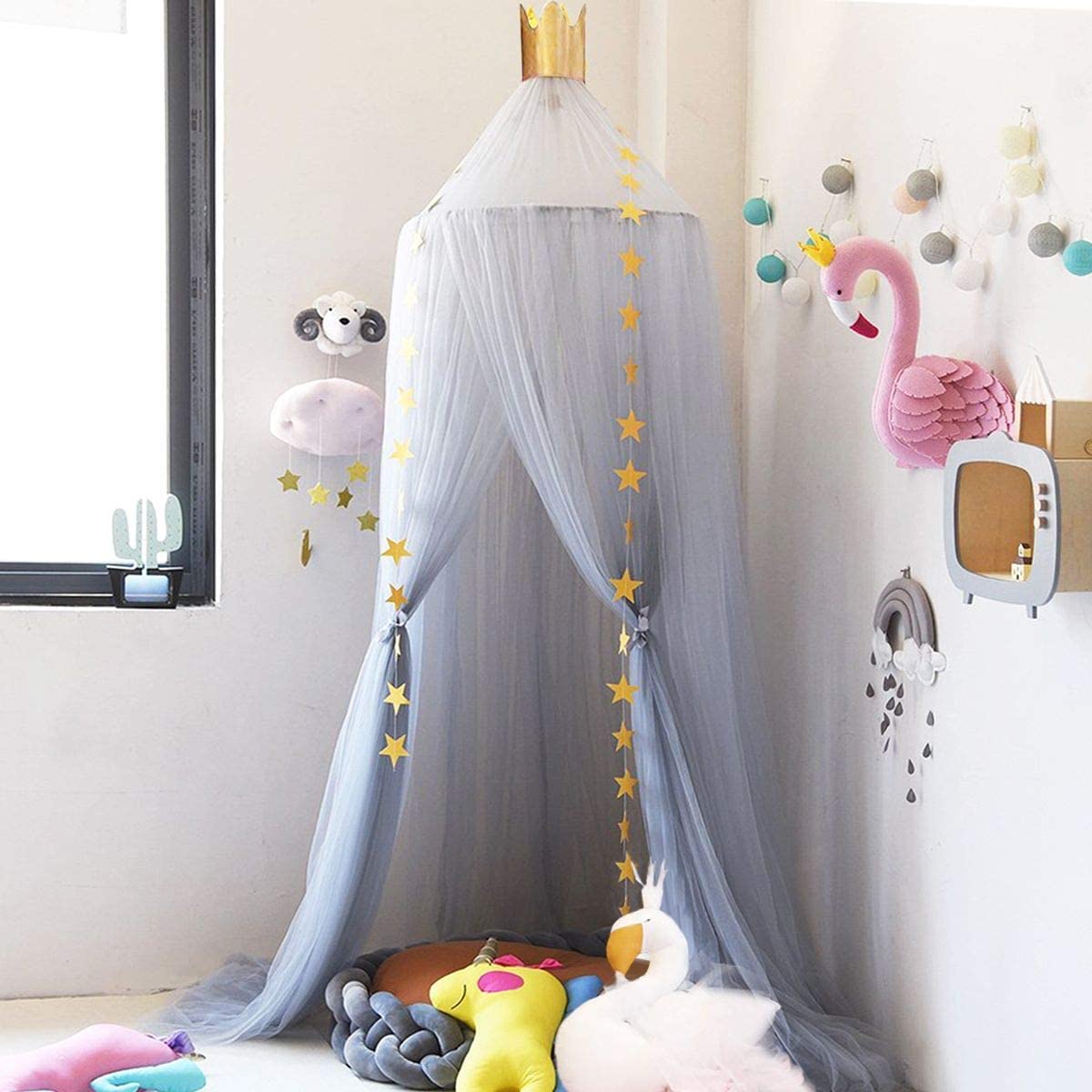 Dosel de corona para cama de bebé, cubierta de malla para decoración de dormitorio de bebé, chico