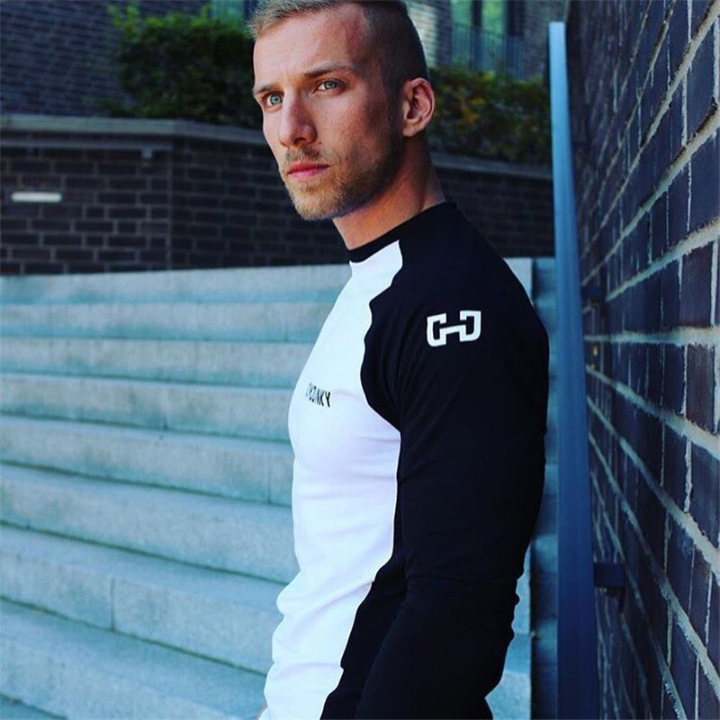 Bomuldsgymnastik mænd lang skjorte sport t-shirt mænd kortærmet løbeskjorte mænd træning trænings t-shirts fitness top sport t-shirt: Hvid / Xl