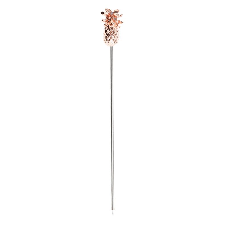 Stainless Steel Swizzle Sticks Fruit Pineapple Stick Cocktail Pick for Kitchen Bar Accessory: Rose Gold 5pcs
