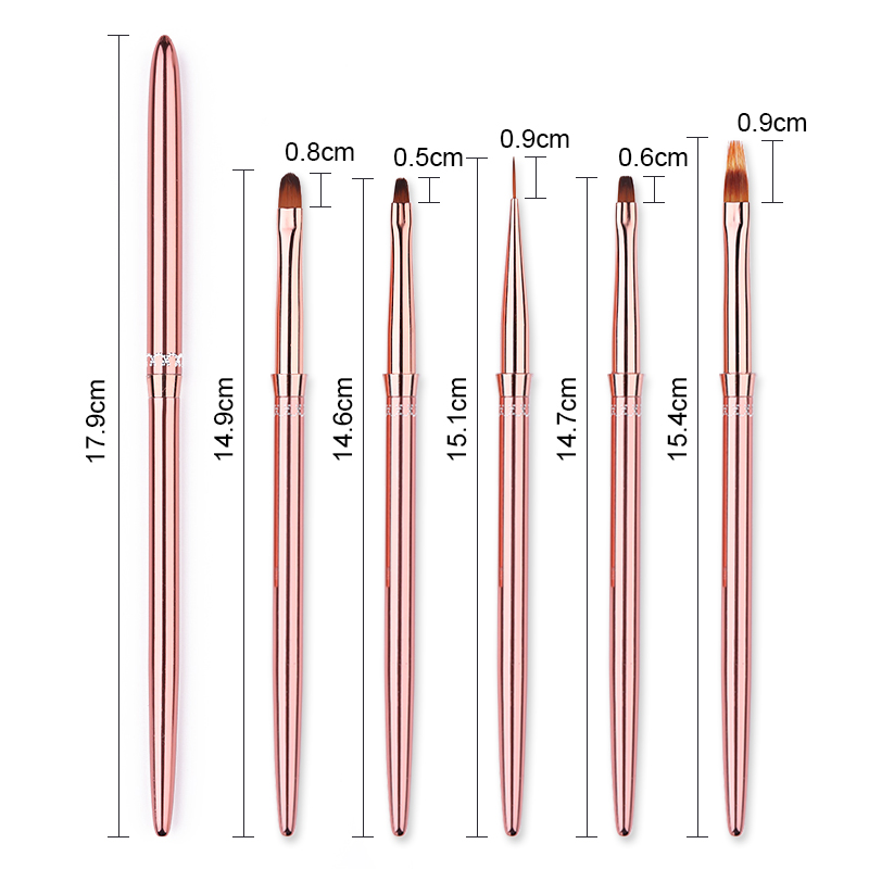 1 stk uv gel liner negle børste rosa guld farve maleri tegne pen pensel bærbart pen håndtag nail art værktøj gør det selv