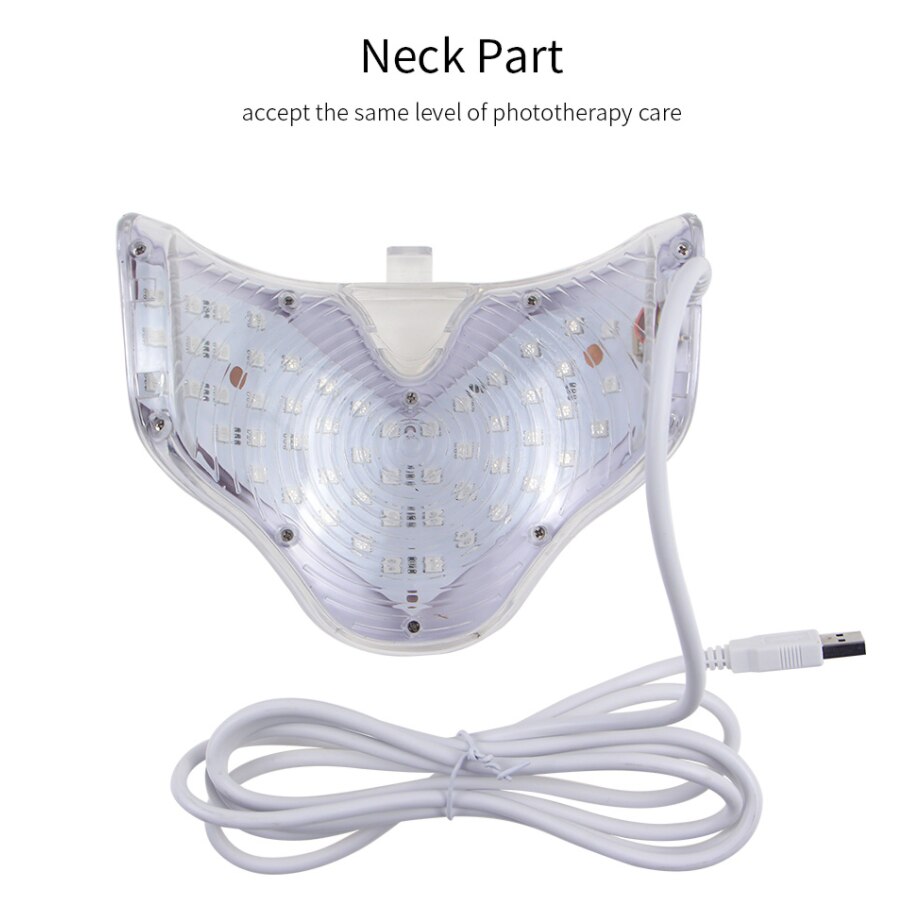 Mascarilla Facial Led de 7 colores para terapia de fotones, máquina de terapia de luz para terapia de acné, máscara de belleza para el cuello