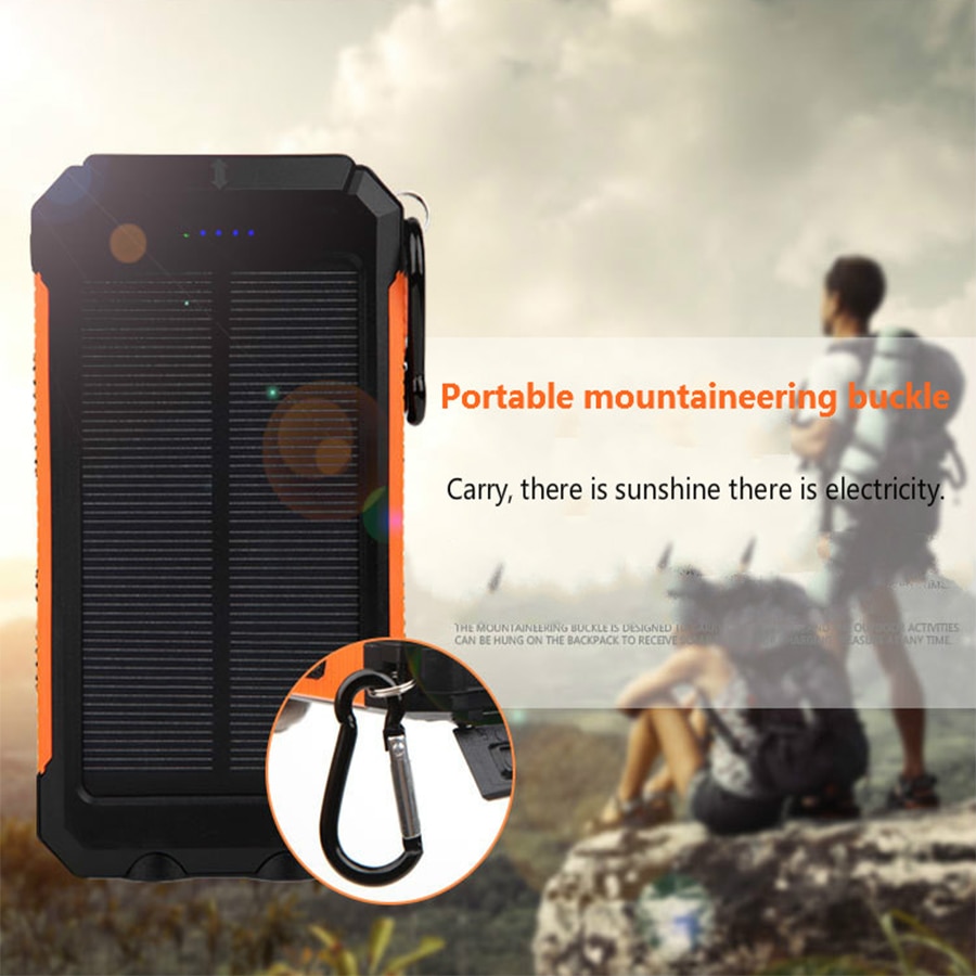 Solar powerbank echt 20000 mah dubbele usb externe waterdichte polymeer oplader buitenlamp power ferisi