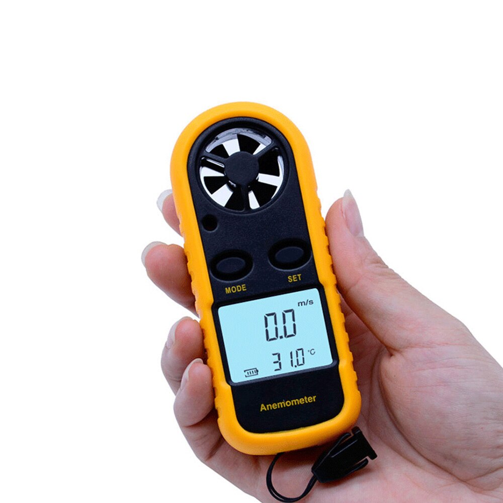 Digital Anemometer Mini with Temperature Tester Handheld Wind Speed Meter with LCD Backlight Display Durable Airflow Wind Meter