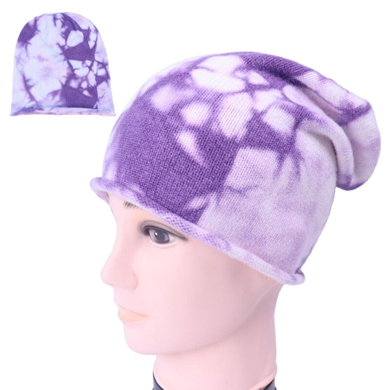 Unisex Hip Hop Elastische Gebreide Slouchy Beanie Hoed Gradiënt Tie-Dye Skull Cap