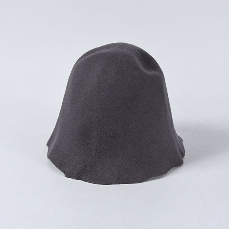 Classical Women Cloche Bucket Felt Hat Autumn Winter Wool Felt Cone Cloche Hood Millinery Craft Hats Fascinators Block Base Body: Dark Gray