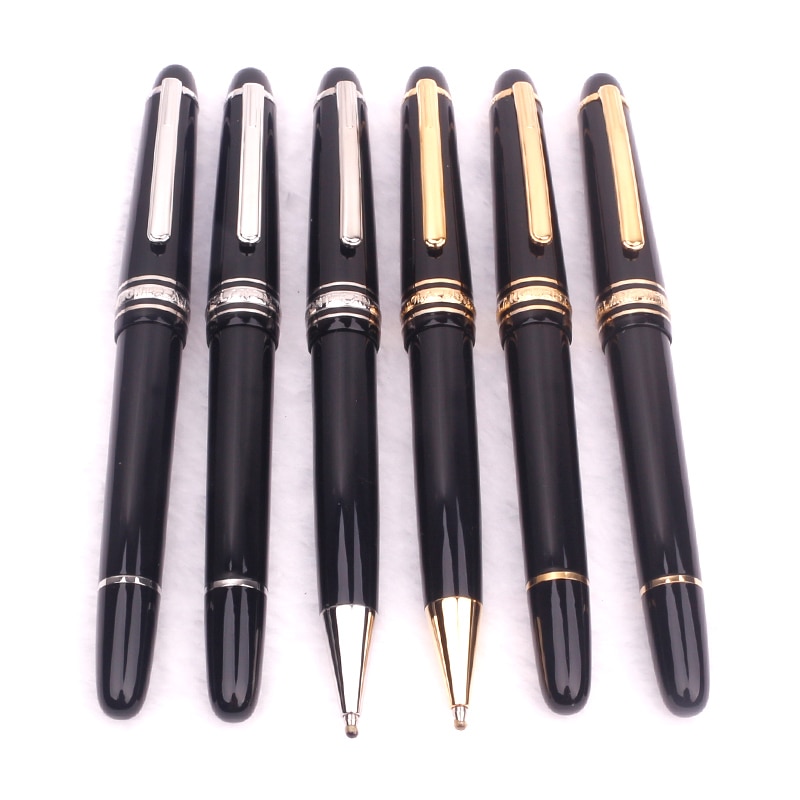 Luxury MB 145 Meisterprice Fountain Pen Black Resin Gold and Silver Ballpoint Signature Roller Ball Pens