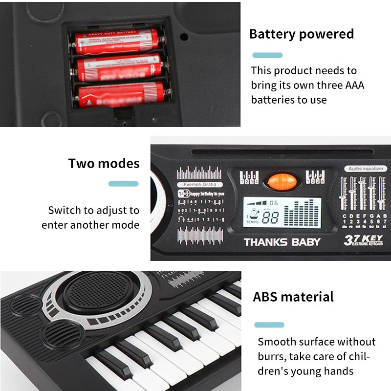 37 touches musique numérique clavier électronique clavier bébé Piano deux Modes réglable Piano électrique musique Intelligence jouets