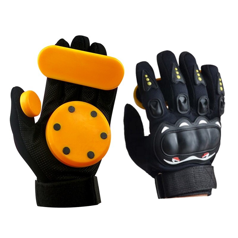 KUFUN Skateboard Handschuhe Downhill Slide Handschuhe Feuer Stein Flint Funken Longboard Handschuhe Schutz Getriebe/Pad Downhill Slide Handschuhe: 3 yellow spark glove