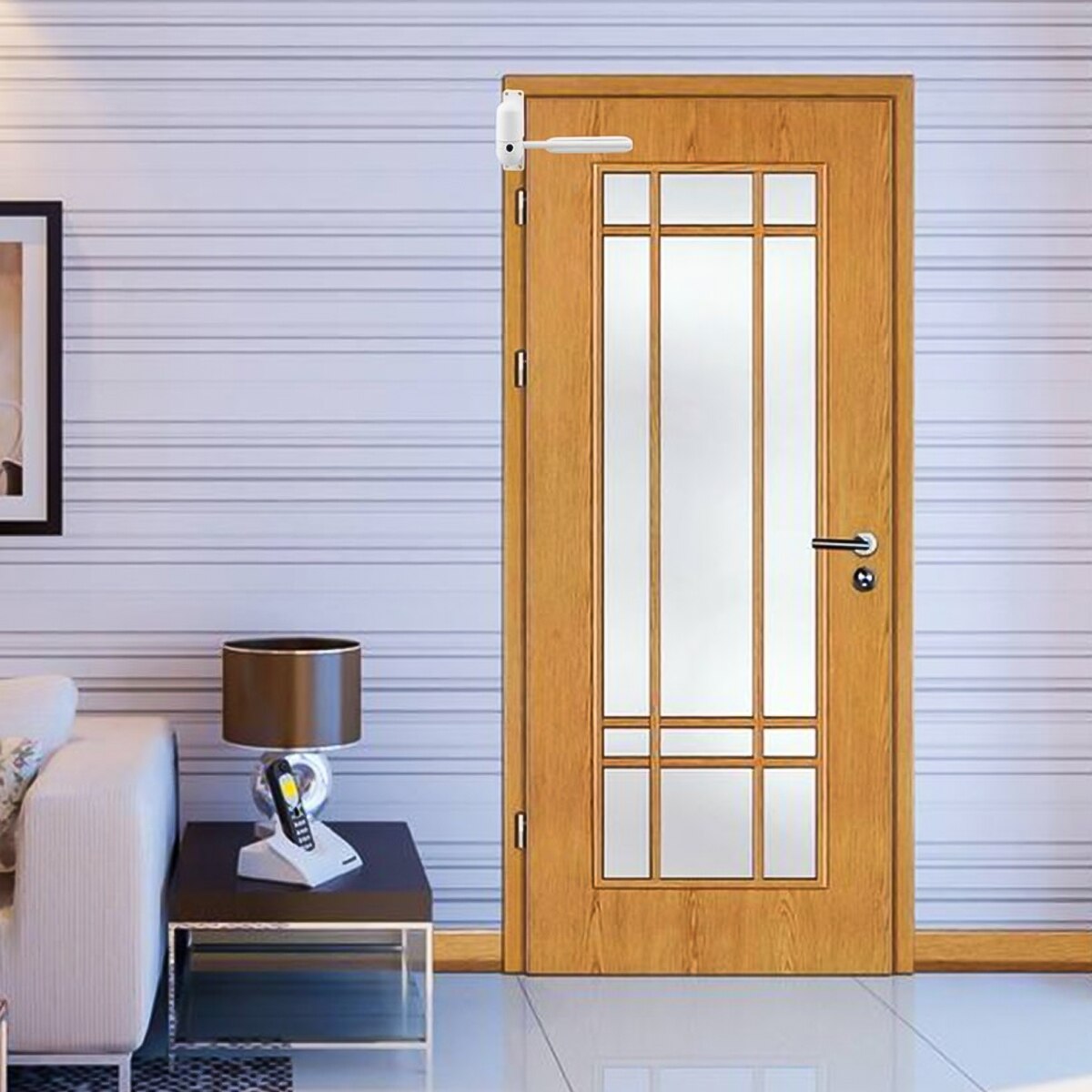 Resorte de cierre automático para puerta, resorte de tensión ajustable montado en superficie, Blanco/gris, cargado para cierre automático