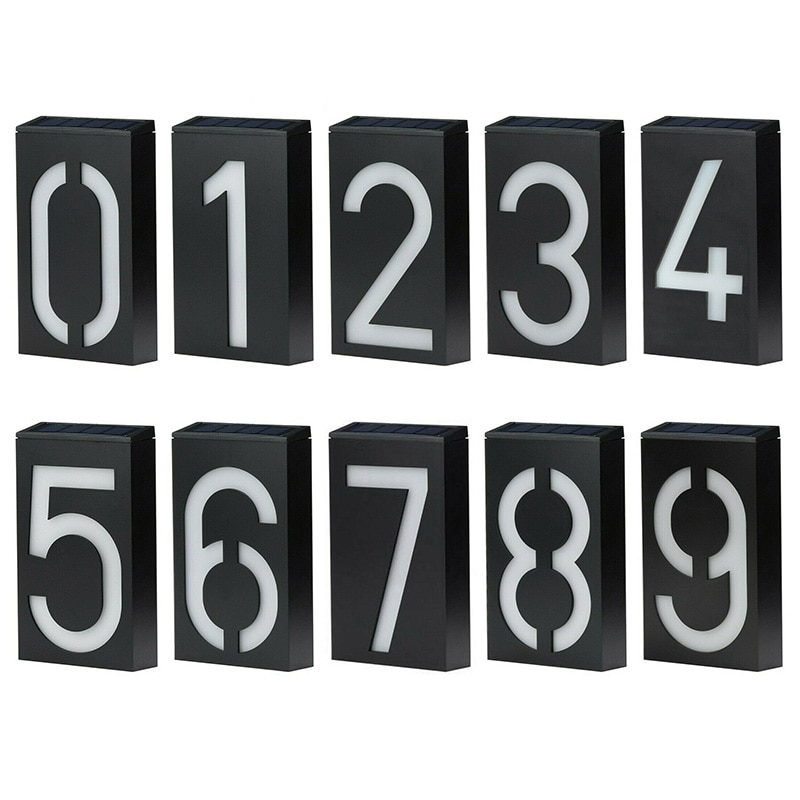 House Number Doorplate Digital Solar Light LED Address Signs Door Number Digits Wall Mount Number For Home
