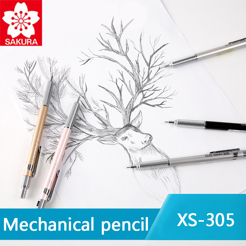 SAKURA-lápiz automático para dibujo de flores de cerezo, 1 unidad, XS-305, 0,3/0,5mm, de plomo continuo
