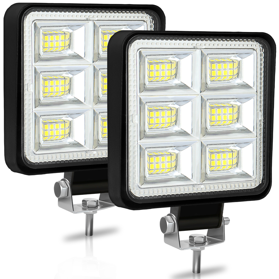Car External Light 144W LED Work Light Bar Square Flood beam 24V 12V For Off road Truck 4X4 4WD Car SUV ATV Trailer Tractor Boat: 2PCS 6X8LED