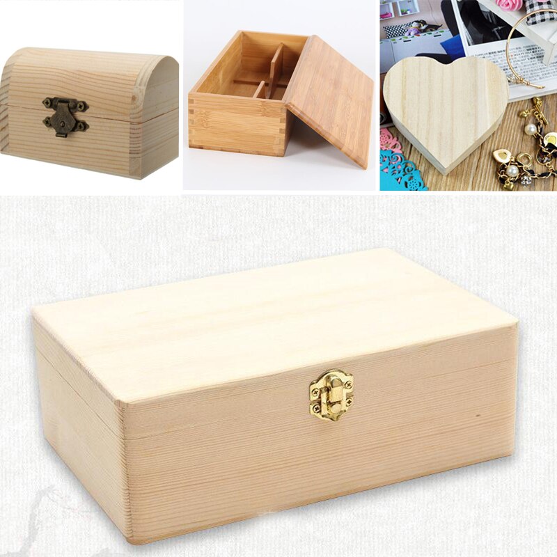 Wooden Home Storage Box Log Color Scotch Pine Rectangular Flip Solid Wood Box Handmade Craft Jewelry Case