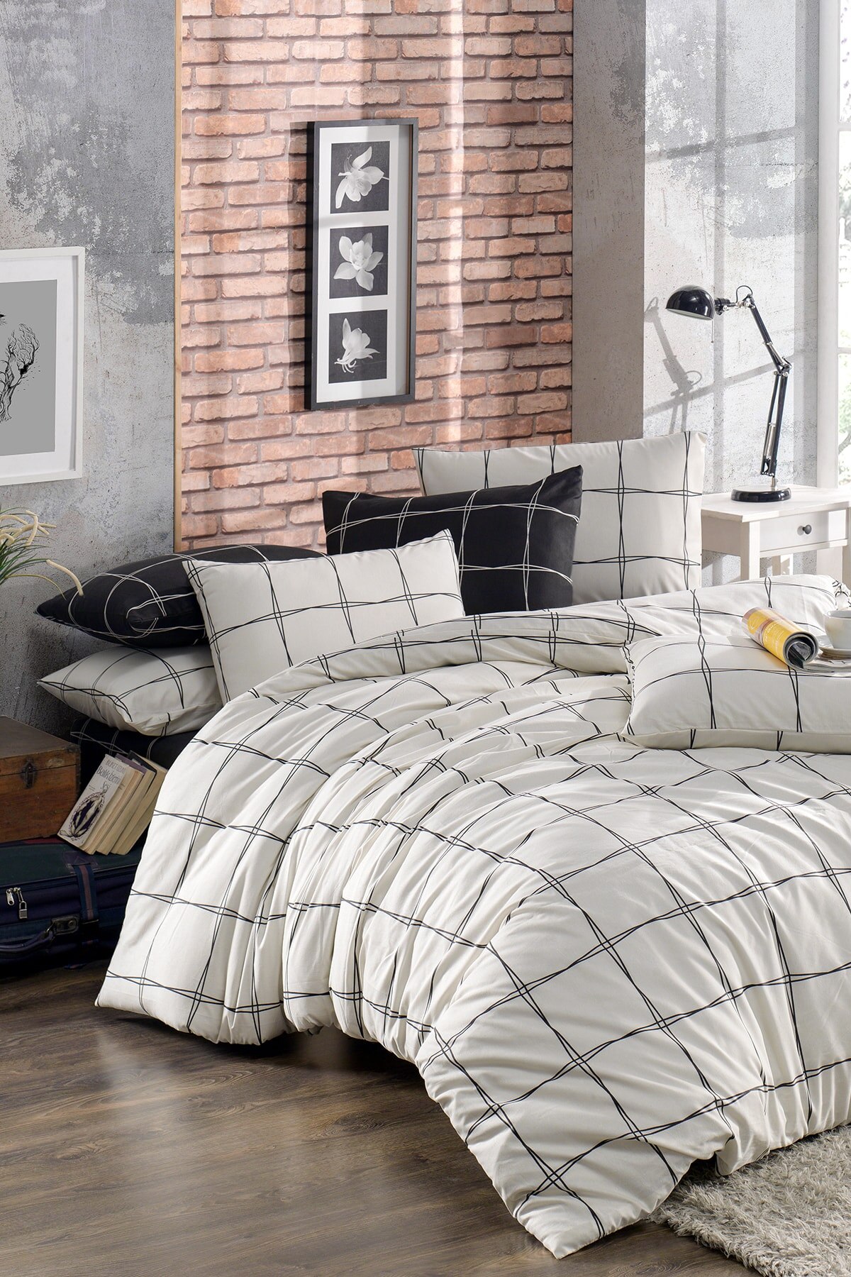 Striped Double Personality Cream Duvet cover Set Duvet Cover Set Bedding Set Cotton Fadeless Bestseller