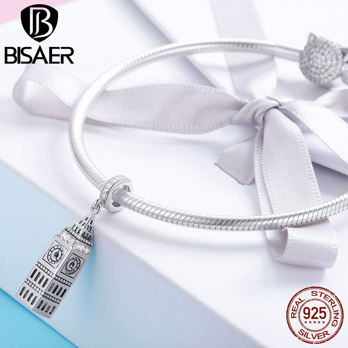 BISAER, abalorios de Plata de Ley 925 con de Big Ben UK británico Ben, Pulsera Original de plata 925, fabricación de joyas ECC868