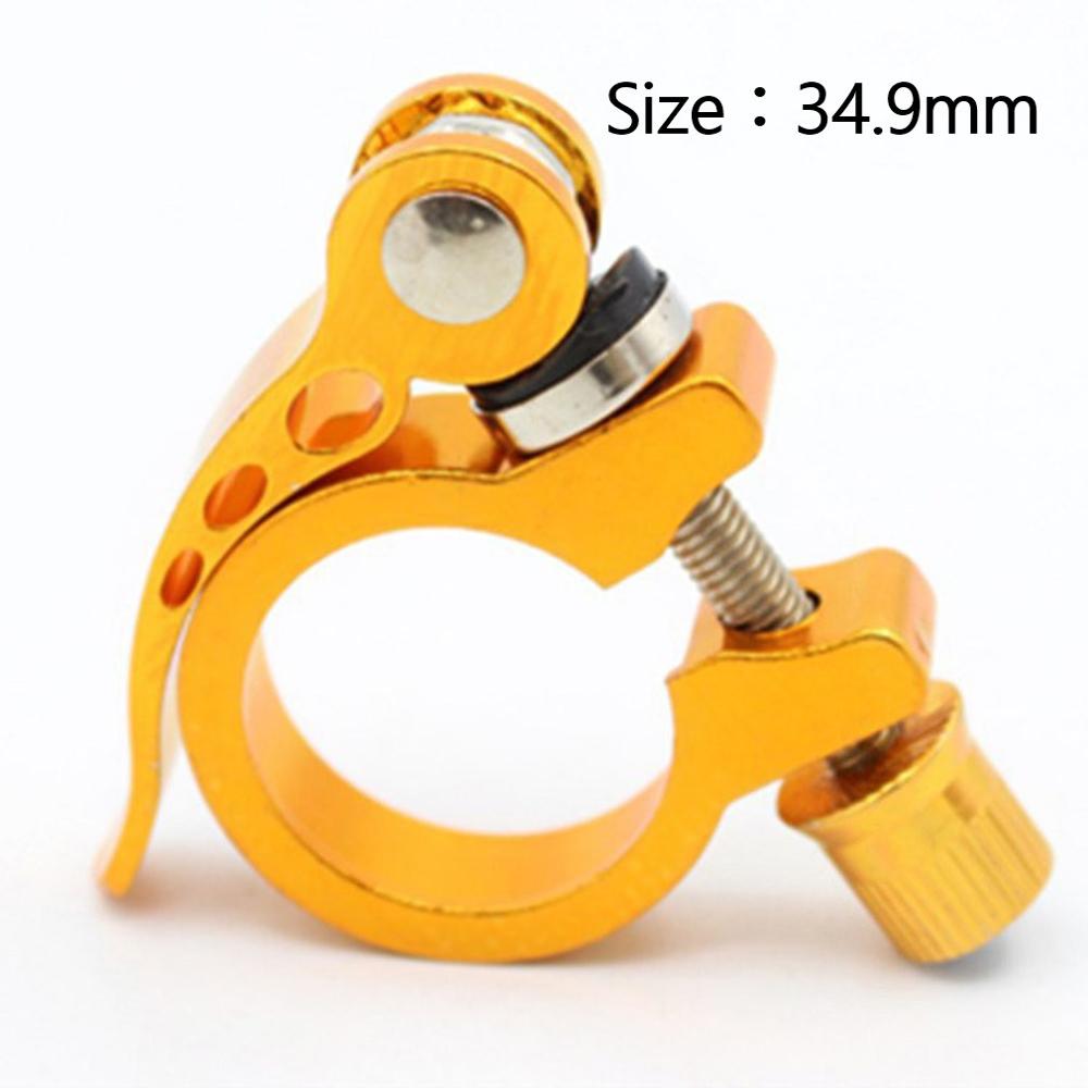 Colorful Bicycle Quick Release Seat Tube Clamp Mountain Bike Rack Seat Tube Clamp Lock Quick Release Button Aluminum Alloy: Yellow 34.9mm