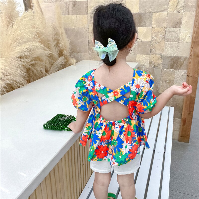 Sommer piger blomstret bluse børn rygløse bluser